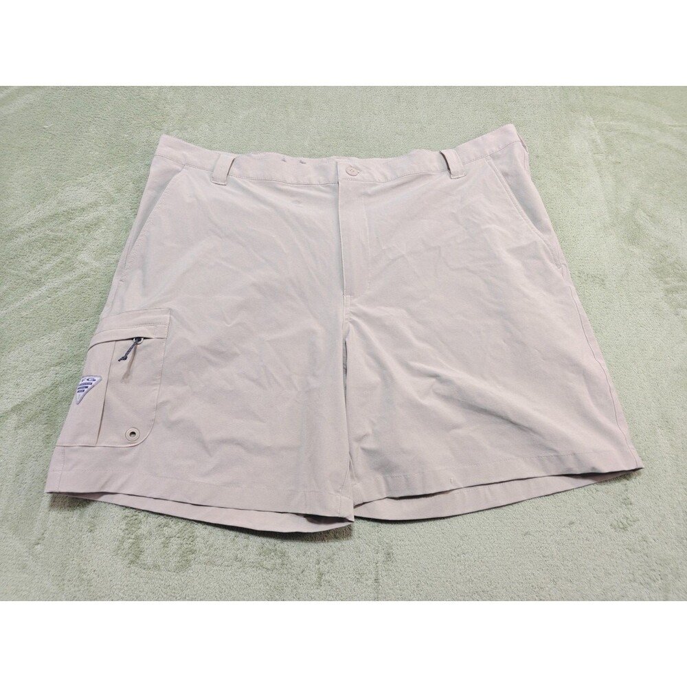 Columbia PFG Cargo Fishing Shorts Men 44 Beige Tan Nylon Performance Hiking